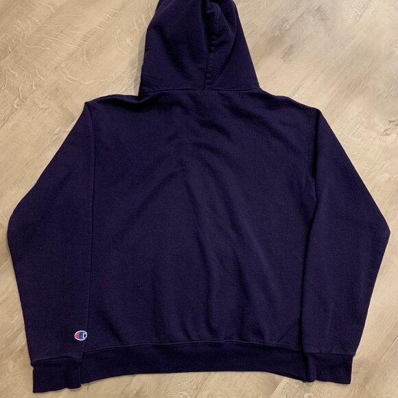 Champion Stonehill College Skyhawks Hoodie Men's Medium M Purple Y2K Sweatshirt - Picture 5 of 8